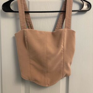 Abercrombie & Fitch Tan Square-Neck Crop Top